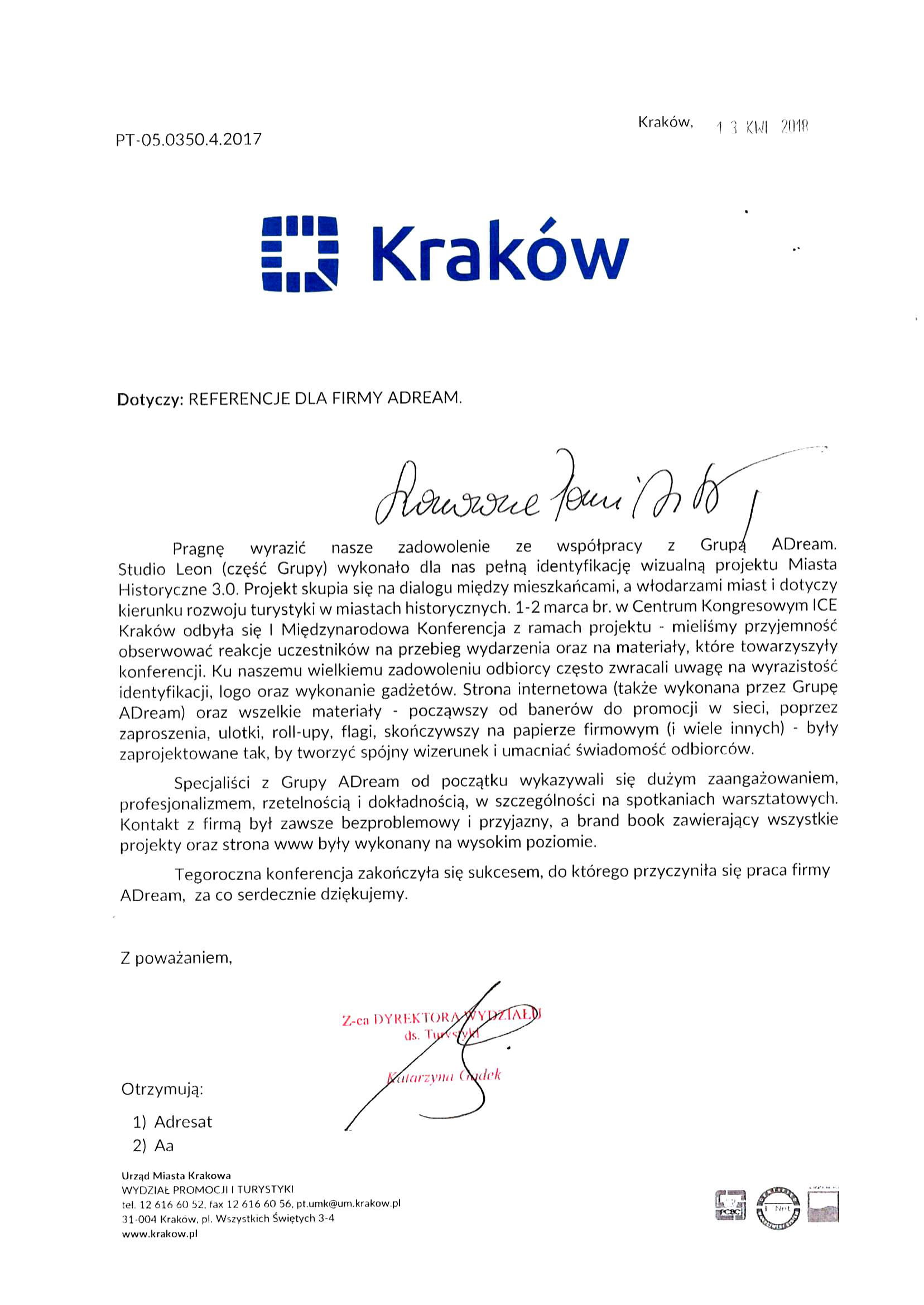 Urząd Miasta Krakowa Wydział Promocji i Turystyki